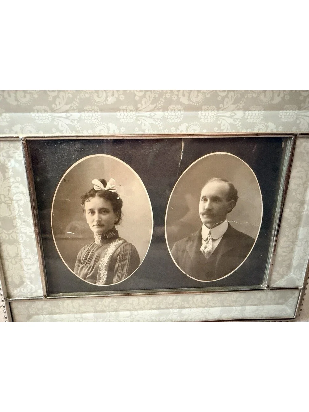 Antique Victorian Couple Portraits Framed  photograph  in Beautiful Frame